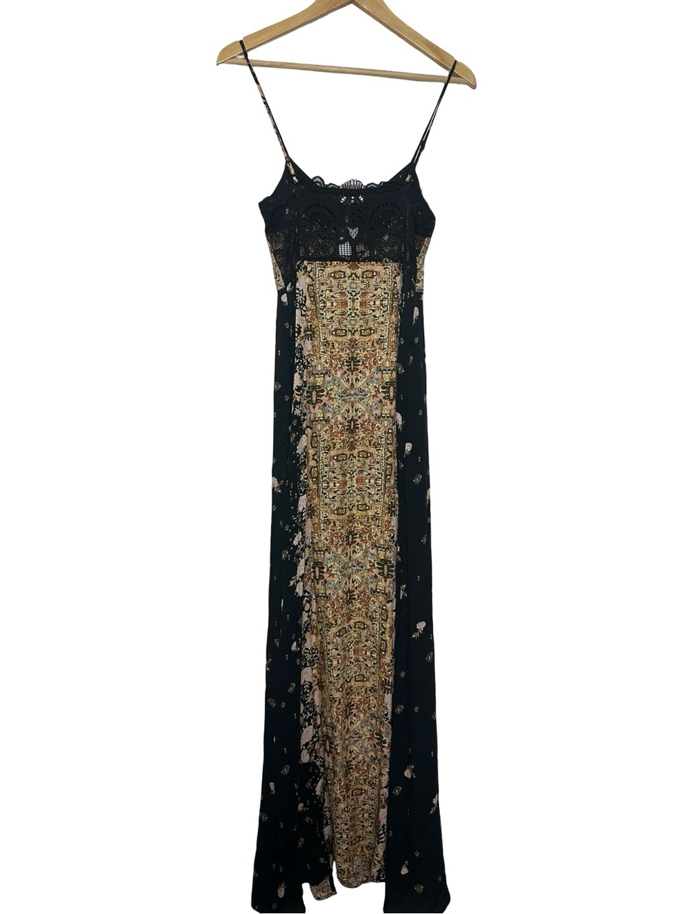 Intimately Free People Black Mixed Print Tapestry Lace Maxi Slip Dress Size S - Picture 2 of 8